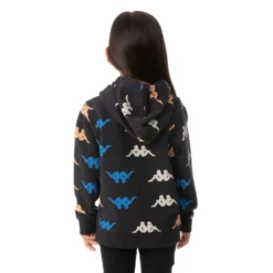 Kids Authentic Sneek Hoodie - Black -Kappa blk allover print 3 scaled